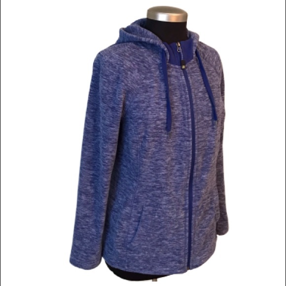 Green Tea Heather Blue Zip-Up Jacket with Hoodie M - Picture 3 of 7